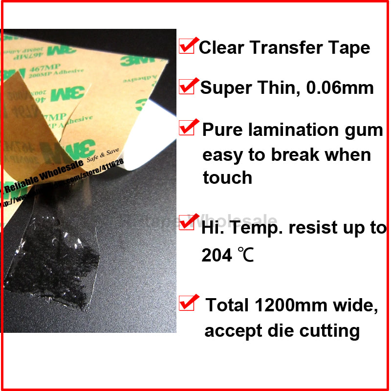 3M 467 Double Coated Adhesive Sheet, Like A4 size (210x297mm)/(8.27"x11.69"),High Temperature Resist