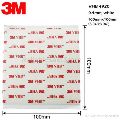 3M 4920 VHB Double-Sided Tape 100mm x 100mm Square Sheet – Acrylic Foam, High-Bond Strength, Replaces Screws & Welds