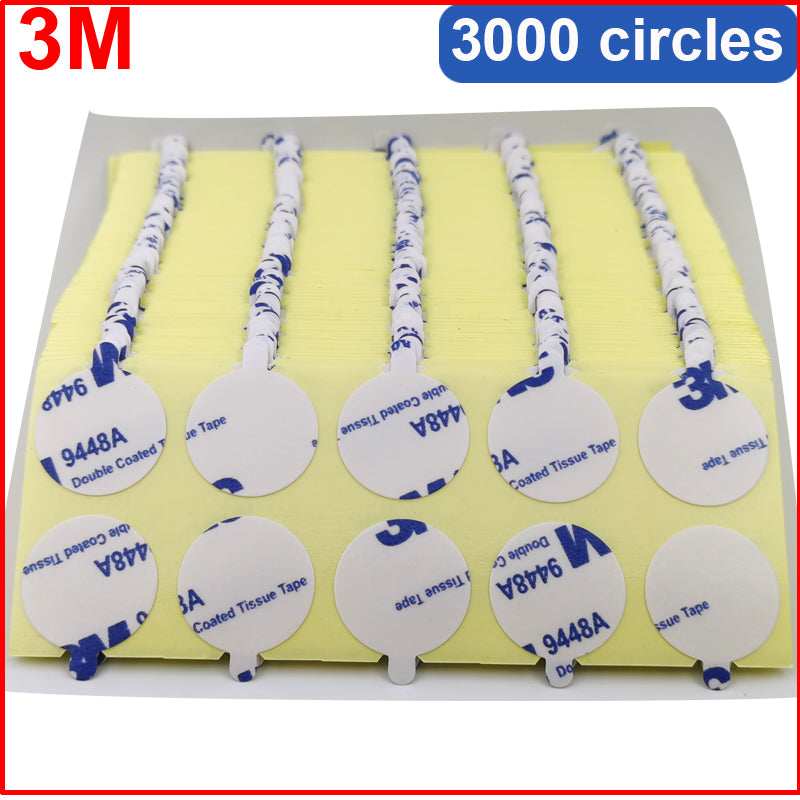 3000 circles, 3M 9448A Double Sticky Circle Disc for Wax Seal, Multi Size Options, with Easy Peel Tab